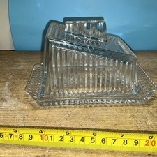 vintage glass butter dish with lid