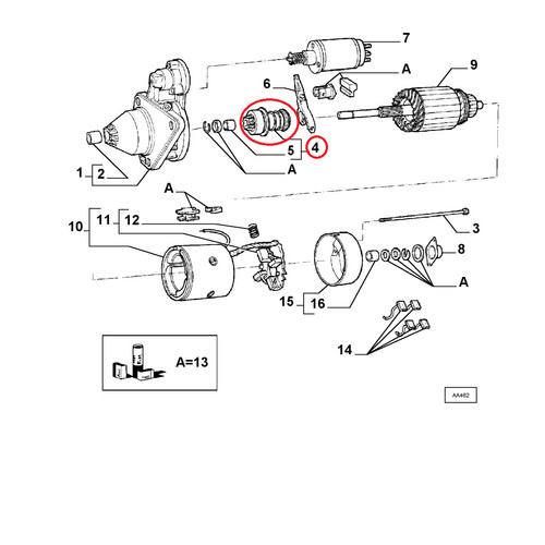 Starter pinion fiat - starter, panda