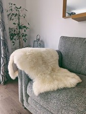 Genuine British Sheepskin Rug Luxury Seat Pad Throw Soft Wool Large XL Natural