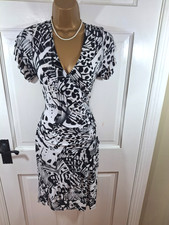 Frank Lyman Black & White Patterned Stretchy Dress,  UK 14, Great Condition
