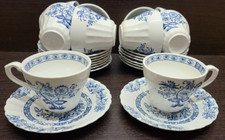 Vintage British Anchor blue and white coffee tea Cups and saucers