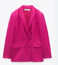 BNWT Zara Fuchsia Loose Fitting Buttoned Blazer Size XS