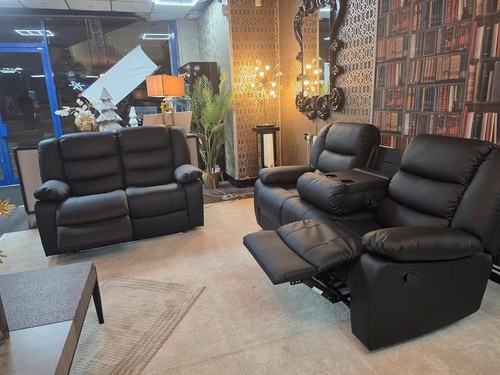 Leather recliner sofa set - recliner,