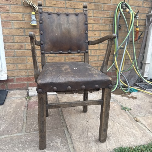 Antique oak studded leather - &,
