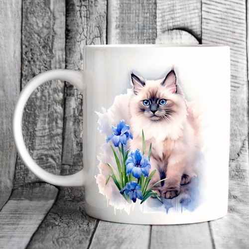 Pet cat mug watercolour - cat, mug,