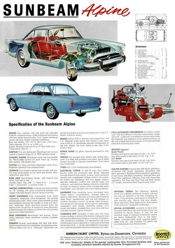Sunbeam alpine series - sunbeam,