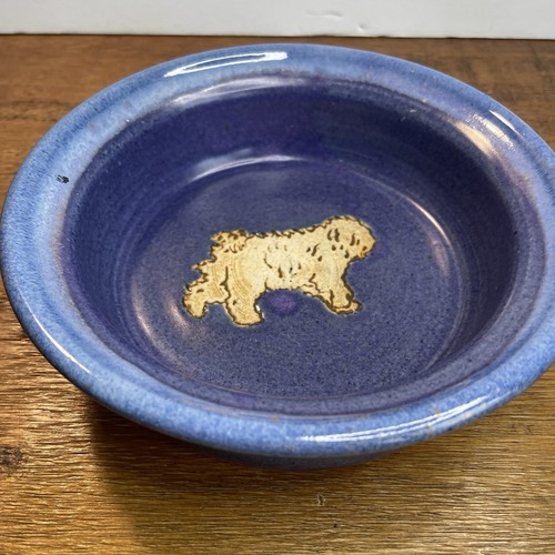 Stoneware dog bowl blue - dog,