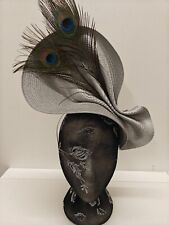 silver grey straw fascinator