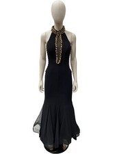 Pia Michi Haute Couture Black Gown Beaded Detail Size 38 1 HZV001