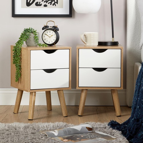 Pair bedside cabinets oak - pair,
