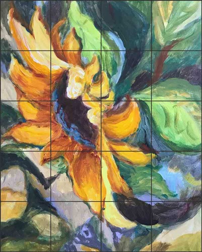 Sunflower tile backsplash - sunflower,