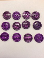 12 x 20mm Deep Purple With Black Outline 2 Hole Buttons Sewing/Knitting/Crafts