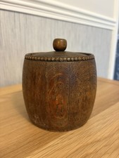 Vintage Lined Wooden Pot/Tea Caddy Storage Box with Lid (not air tight)