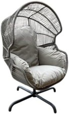 Garden Cocoon Egg Chair Swivel - Grey - Cushions Included! Rope Effect.