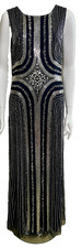 Jenny Packham silver embellished black evening gown, UK 14, US 10, EU 42