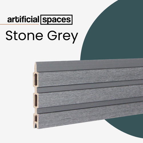 Stone grey slatted fencing - stone,