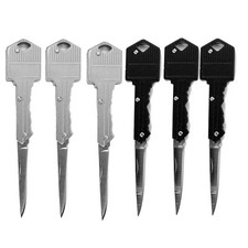 6PCS Portable Pocket Knife Key Shape Mini Key Chain Survival （3*Black+3*Sliver）