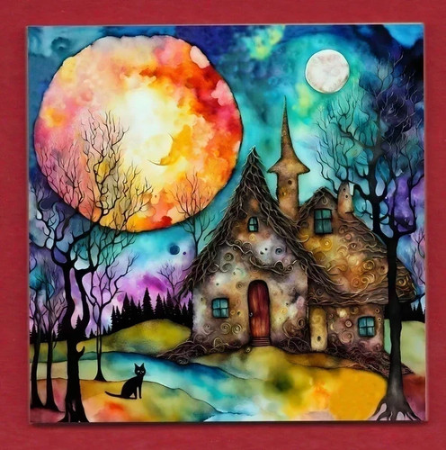 Cottage with black cat - cottage,
