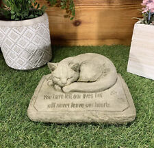 STONE GARDEN MEMORIAL CAT WITH VERSE STATUE ORNAMENT