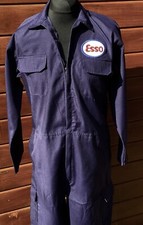 Retro Esso Badged Zip Front Navy Boiler Suit Polycotton Overalls Size XXXL 53-54