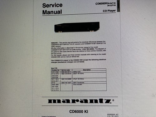 Marantz cd6000 service - ki,