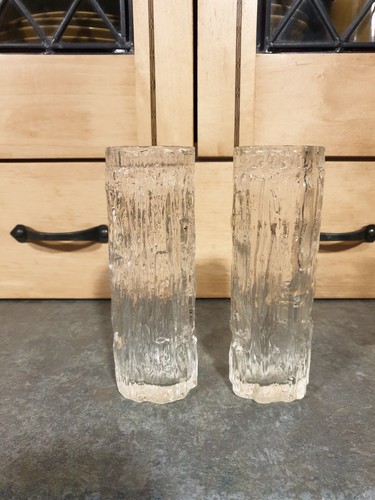 Two vintage bark - finish, vases