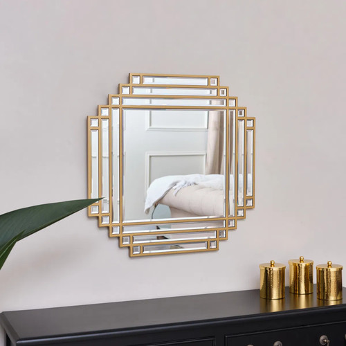 Square gold art deco fan - art, wall
