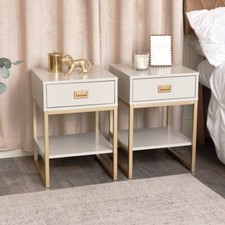 Pair of One Drawer Bedside Tables Elle Stone Range bedroom furniture storage