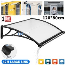 120x80cm Door Canopy Awning Shelter Back Porch Outdoor Roof Rain Cover 4cm Sink