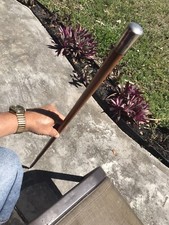 Antique Vintage Sterling Handle Officers Swagger Walking Stick Cane Bullet Tip