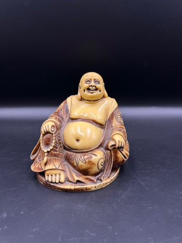 Laughing buddha vintage resin - vintage,