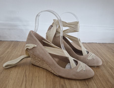 LK Bennett beige wedge shoes size 35 UK 2 suede brand new Drina ankle tie 