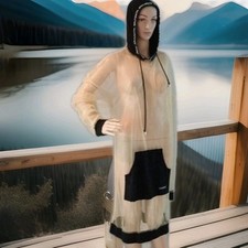 Ruben Galarreta long net sheer hoodie dress mesh cover up L Amazing