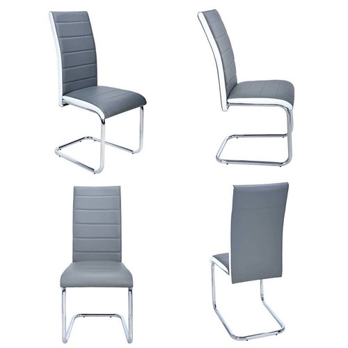 Grey faux leather dining - 6,