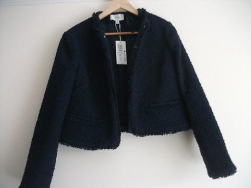 Navy blue boucle jacket - blue,