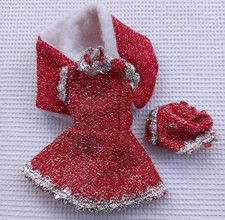 Vintage 1970s Faerie Glen Red Sparkle Dress  Matching Stole Underwear Christmas 