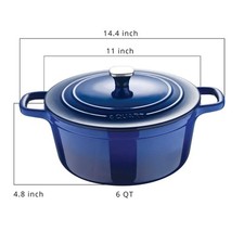 Legacy by MasterPRO - 6 Qt Legacy Enamel Cast Iron Dutch Oven, Blue RRP £69.99
