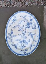 Antique Powell Bishop & Stonier Rimmed Serving Platter, Circa 1880s Blue & White