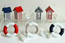 Beach Hut or Life Buoy Ring Light Pull & Cord  Nautical Seaside Coastal