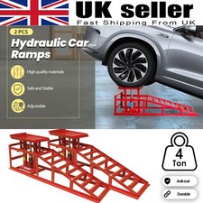 4 ton Hydraulic Car Ramps 2PC Heavy Duty Garage Auto Van Bottle Lift Jack Ramp