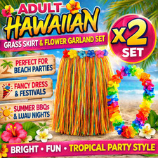 2 x Adult Hawaiian Grass Skirt