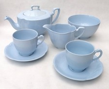 Vintage Johnson Brothers Greydawn Tea Set Teapot 2 Cups & Saucers Milk & Sugar 