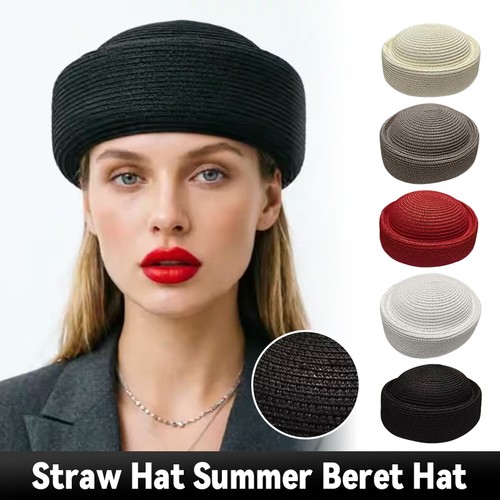 Straw pillbox hat summer - summer, beret
