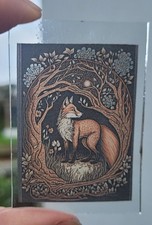 Foxes stained glass Fox kiln fired piece