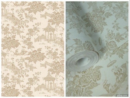 Vinyl toile jouy wallpaper - toile,