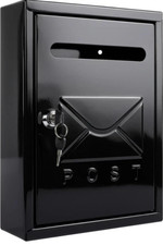 BLACK LARGE LETTER BOX POST MAIL BOX WALL MOUNTED POST BOX LOCKABLE WITH KEYS