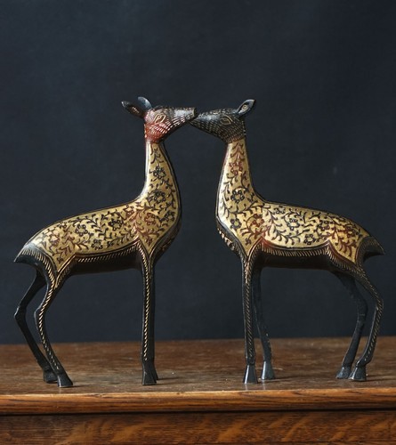 Vintage metal deer figurines - deer,