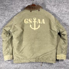 VINTAGE French Marine Royale Navy Deck Jacket Large Anchor Stencil N-1 Early