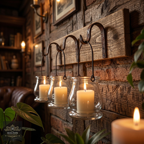 Rustic wall candle holder - rustic,