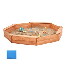 Uimoso Wooden Sandbox with Cover Octagonal Sand Box Sand Pit Outdoor Ages 3-12